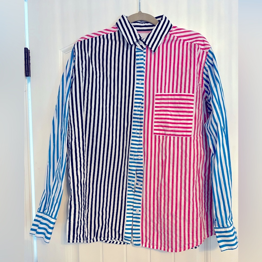 Addison Bay Assembly Button Up Shirt size L Multi Stripe